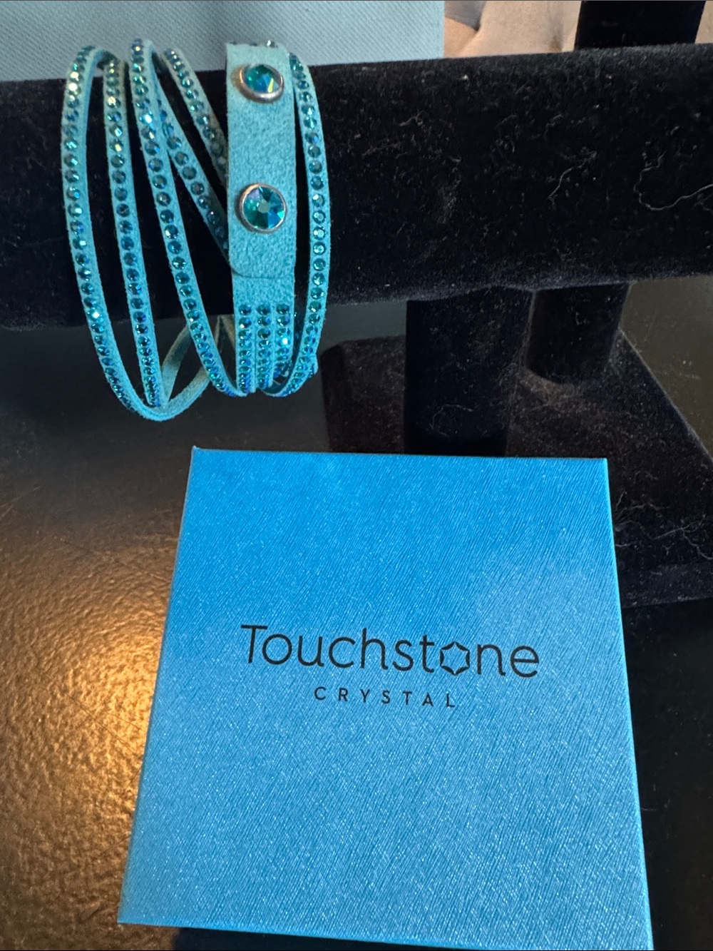 Touchstone Crystal Teal Multi-Row Crystal Wrap Bracelet